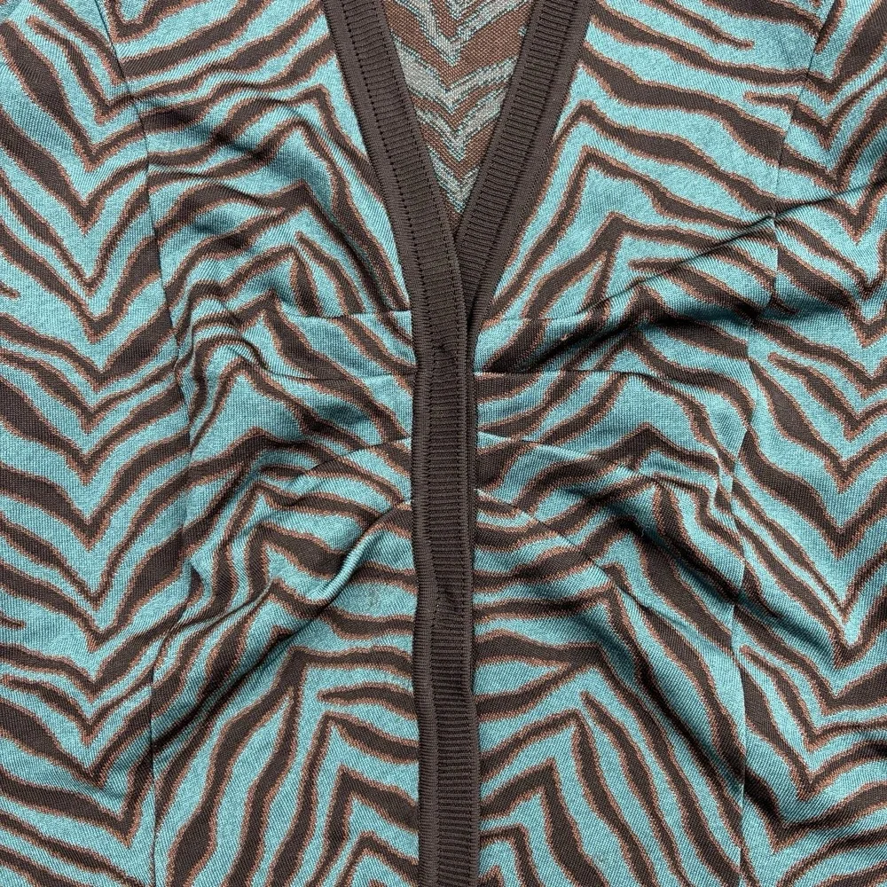 Misook Sweater Jacket Cardigan Women's Small Blue Zebra Print Striped Knit - Picture 6 of 12